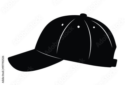 Baseball Cap Icon Silhouette Vector black design on a white background