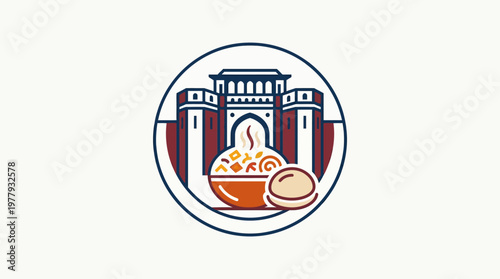 Indian Food And Architecture Icon