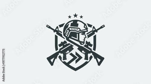 Military Emblem with Soldier and Crossed Rifles