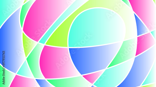 Colorful abstract stained glass with geometric shapes creating vibrant light patterns