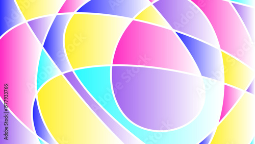 Abstract geometric shapes in pastel colors create a dynamic and vibrant multicolored graphic