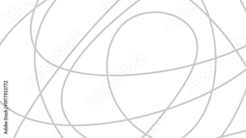 Abstract light gray lines create random pattern, tangled line art on white backdrop