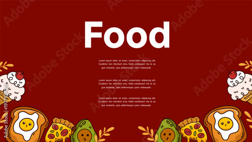 gourmet pizza and burger pattern on dark red background for restaurant menu