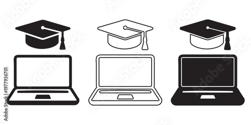Graduation Cap with Wi-Fi Symbol: Online Education, E-Learning, Digital Learning Concept