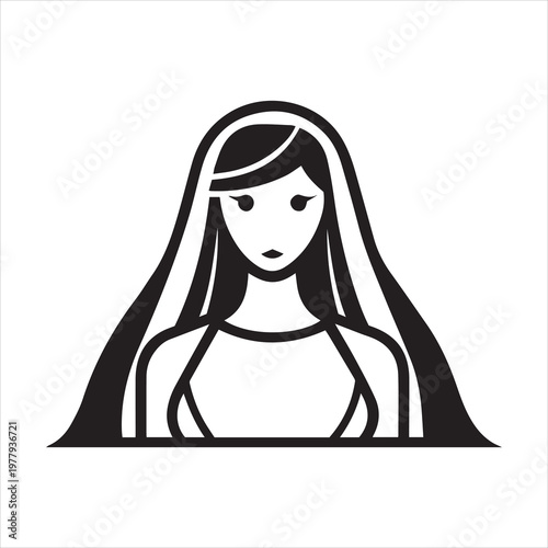 front facing bride silhouette with symmetrical veil