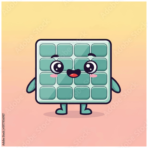 Cartoon character made of puzzle pieces.