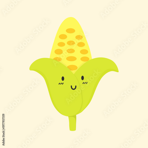 Cute Corn Vector Illustration Cartoon Sweet Corn Vegetable Isolated Healthy Food Clipart