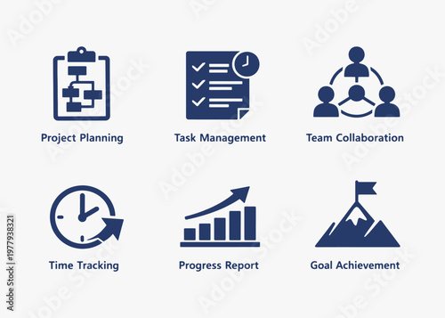 A set of Project icons focuses on simplicity, elegance, and ease of recognition. Vector Sign for Logos, Labels, and Icons.