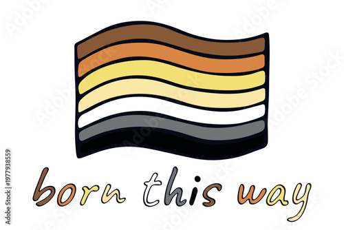 Colorful Bear brotherhood pride flag Happy pride day LGBTQ community Pride Month Vector hand drawn doodle for posters, stickers, logo, cards