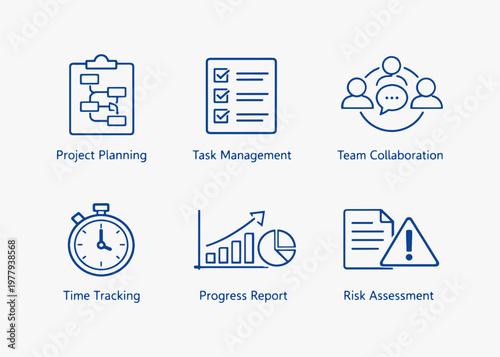 A set of Project icons focuses on simplicity, elegance, and ease of recognition. Vector Sign for Logos, Labels, and Icons.