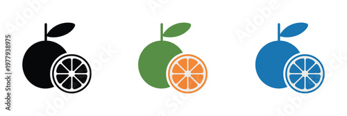 Orange slice shape vector set showing grapefruit, mandarin, and citrus elements in black silhouette style for summer promotions, healthy living, and food design concept.