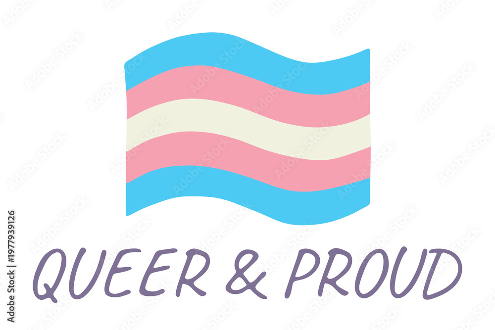 Obraz premium Colorful Transgender pride flag Happy pride day LGBTQ community Pride Month Vector hand drawn doodle for posters, stickers, logo, cards