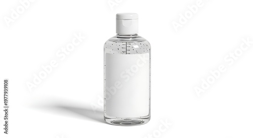 Isolated clear bottle with liquid a minimalist product shot for cosmetic or pharmaceutical use