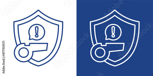 Whistle Blowing Blue And White Icon Style Collection