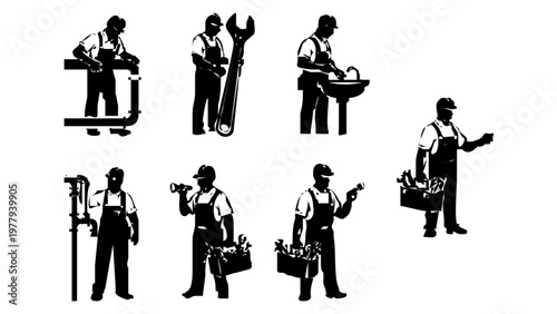 Silhouette of a worker with tools.