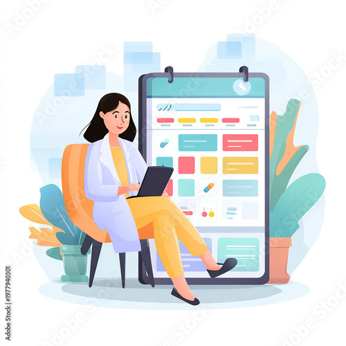 Online doctor appointment concept calendar scheduling interface healthcare booking convenience modern digital service