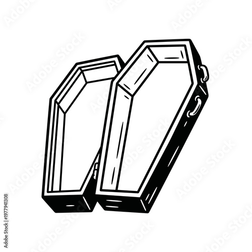 Two Empty Coffins Side By Side Illustration.