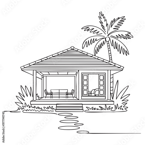 Black and white of a small gazebo in a grassy field with trees outdoor structure park structure