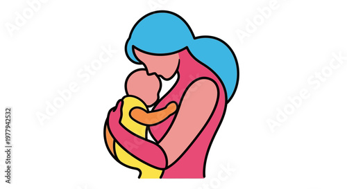 Mother and child illustration symbolizing love and care in family bonding