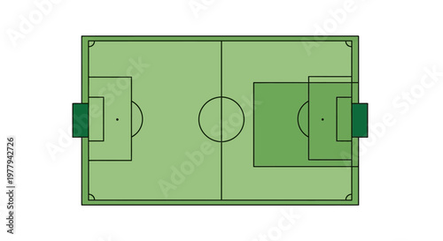 Top View of a Soccer Field with Goals and Center Circle, Ready for a Game