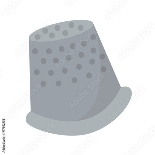 Metal thimble for sewing. Flat vector illustration of tailoring accessory, protection tool for needlework, simple minimal design