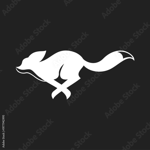 Running Fox Silhouette Logo on Dark Background