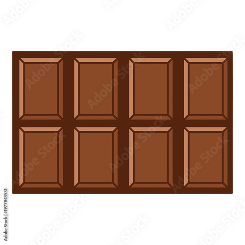 Chocolate candy bar with square segments on white background icon