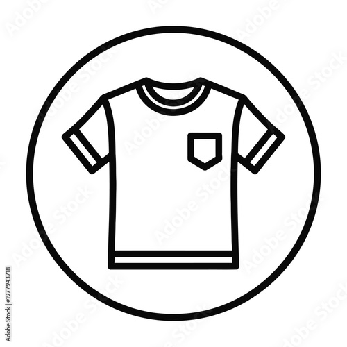 T-shirt with pocket icon simple line drawing clothing symbol