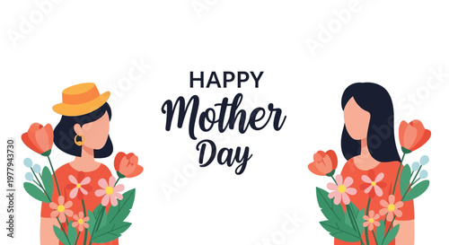 A vibrant illustration celebrating the beautiful spirit of mothers and maternal figures, adorned with blooming flowers and loving gratitude