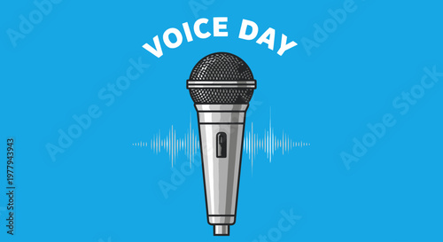 Voice Day microphone with sound wave