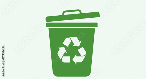 Green recycle bin with recycling symbol