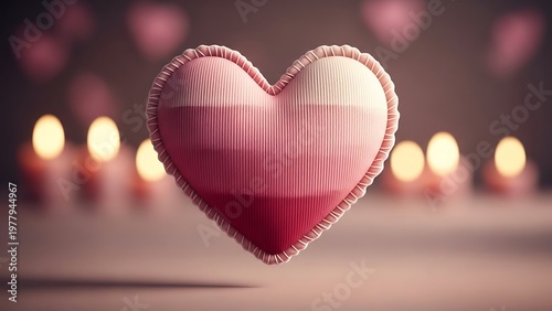 Valentines day concept padded heart and soft bokeh lights background