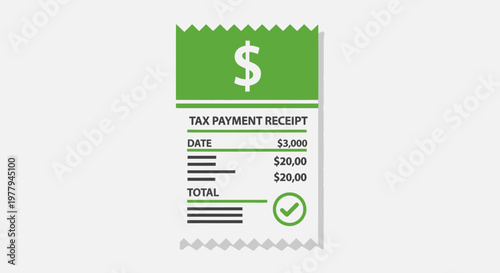 Tax payment receipt with a dollar sign and a checkmark.