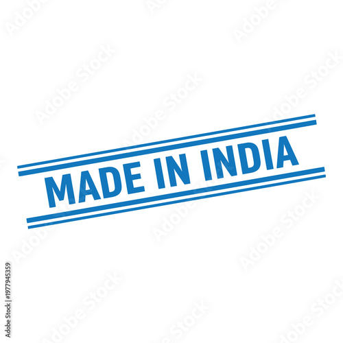 Made in India blue stamp label for product origin identification icon