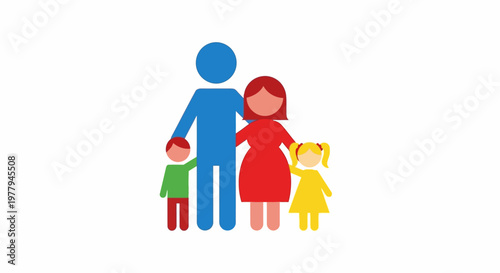 A simple icon representing a family with parents and two children, symbolizing unity and togetherness