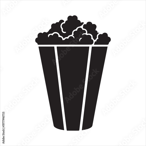 Popcorn bucket icon on transparent background silhouette