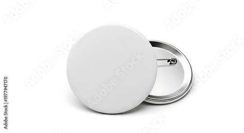 Isolated white button pin with metal clasp a studio shot for design mockups and branding