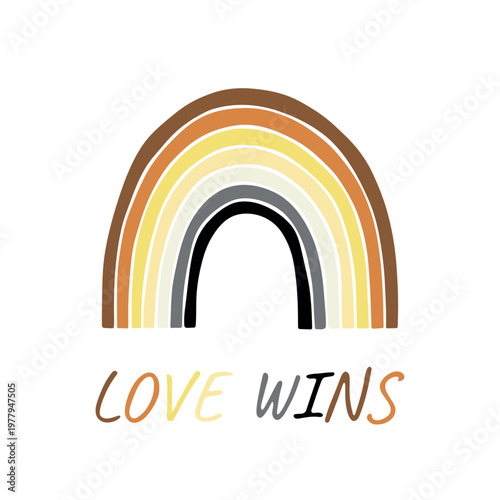 Colorful rainbow shape Bear brotherhood pride flag Happy pride day LGBTQIA community Pride Month Vector hand drawn doodle for posters, stickers, logo, cards