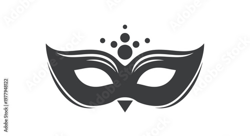 Elegant black vector masquerade mask illustration with decorative elements, perfect for carnival, party, mystery, or celebratory event graphic designs and creative projects.