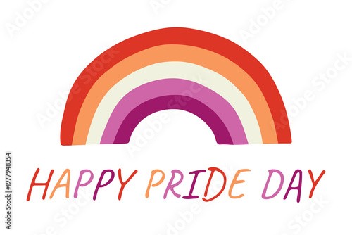 Colorful rainbow shape Lesbian pride flag Happy pride day LGBTQIA community Pride Month Vector hand drawn doodle for posters, stickers, logo, cards