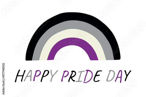 Colorful rainbow shape Asexual pride flag Happy pride day LGBTQIA community Pride Month Vector hand drawn doodle for posters, stickers, logo, cards
