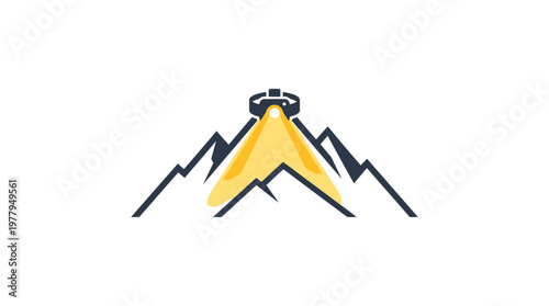 Searchlight Illuminating Mountains at Night