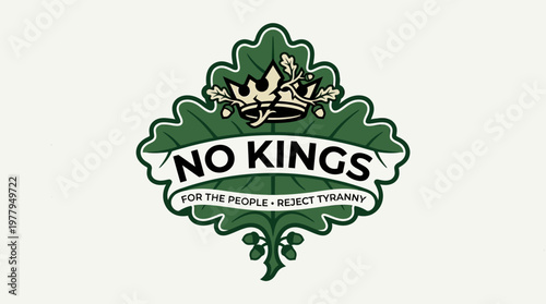 No Kings Logo with Oak Leaf and Crown