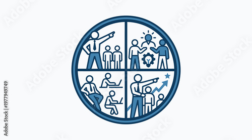 Business and Leadership Concept Demonstrated in Circle Segments