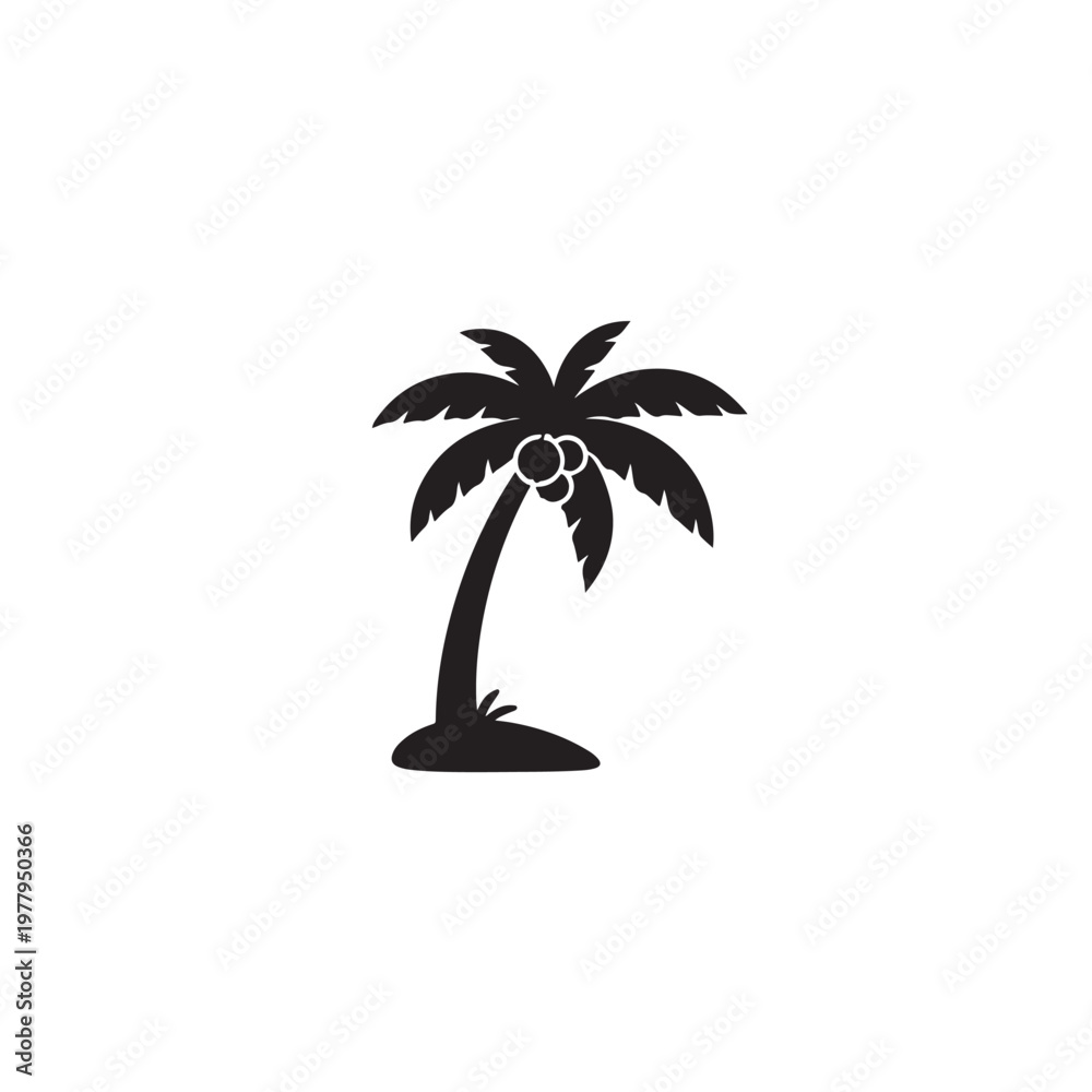 Obraz premium Palm Tree Silhouette Vector Icon on Transparent Background – Tropical Summer Design