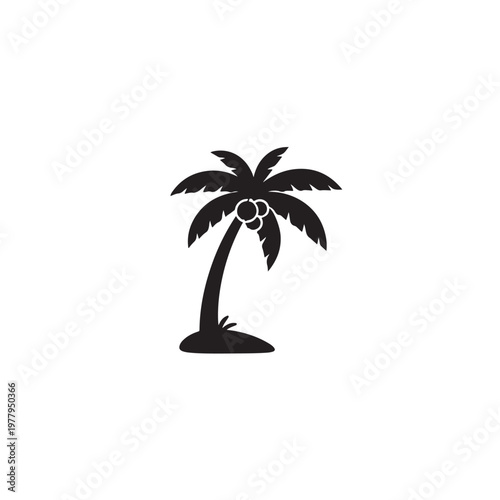 Palm Tree Silhouette Vector Icon on Transparent Background – Tropical Summer Design