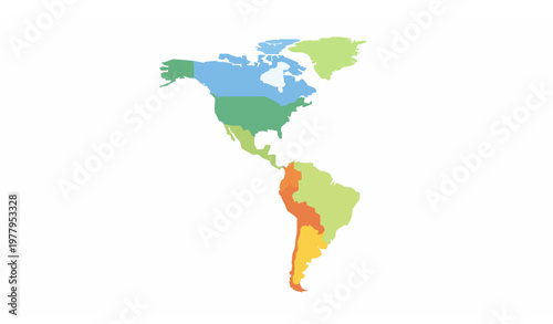 North and South America flat map vector modern continent design isolated on white