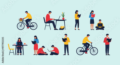 People working on laptops everywhere.