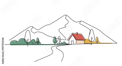 House with red roof and chimney.