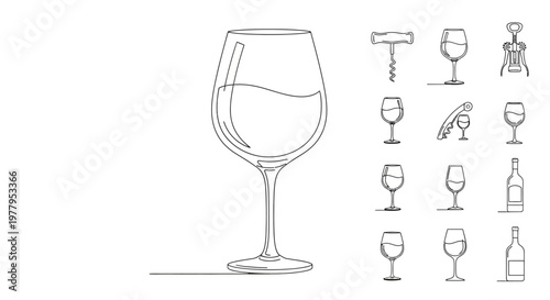 Wine Glass and Accessories Illustration.